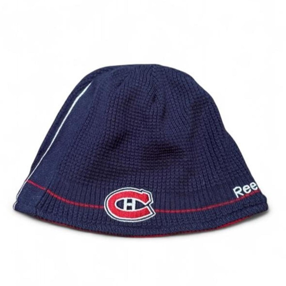 Reebok Montreal Canadiens Reversible Beanie Hat Navy Red NHL Hockey OSFM